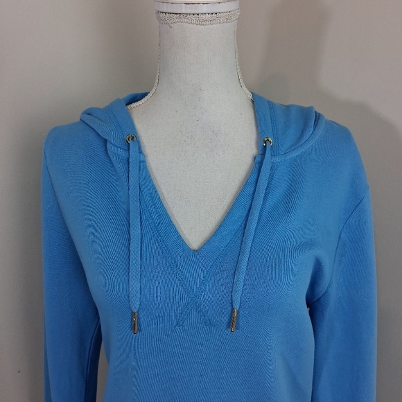 Lilly Pulitzer Luxletic Carrie Pullover Pocket Blue Hoodie Size Large - Picture 6 of 10